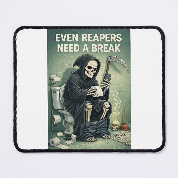 Item preview, Grim Reaper Bathroom Break with Even Reapers Need a Break Toilet Art designed and sold by Places On Earth.