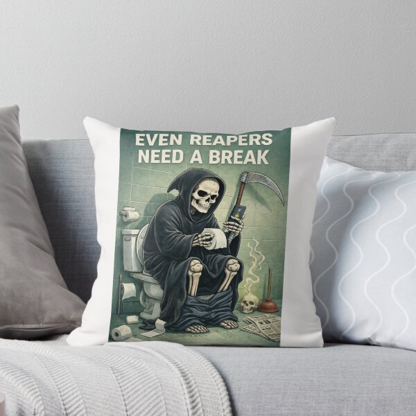 Item preview, Grim Reaper Bathroom Break with Even Reapers Need a Break Toilet Art designed and sold by Places On Earth.