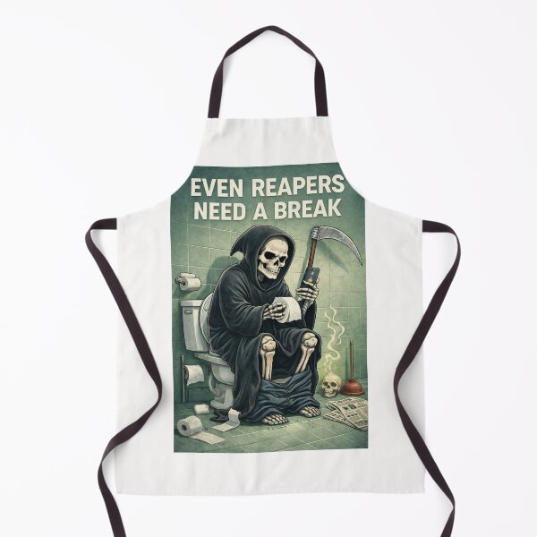 Item preview, Grim Reaper Bathroom Break with Even Reapers Need a Break Toilet Art designed and sold by Places On Earth.