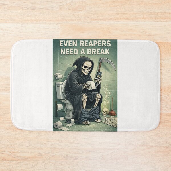 Item preview, Grim Reaper Bathroom Break with Even Reapers Need a Break Toilet Art designed and sold by Places On Earth.