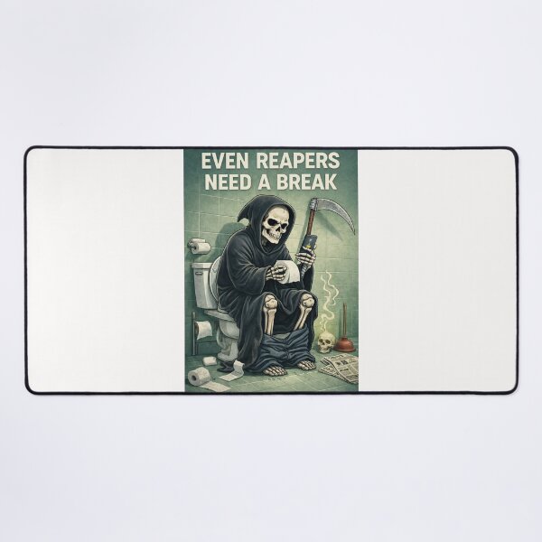 Item preview, Grim Reaper Bathroom Break with Even Reapers Need a Break Toilet Art designed and sold by Places On Earth.