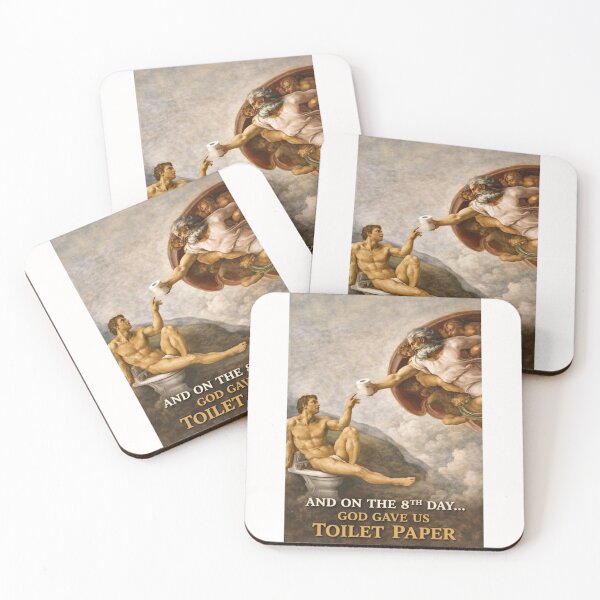 Item preview, Creation of Adam Parody with Toilet Paper and Biblical Bathroom Art designed and sold by Places On Earth.