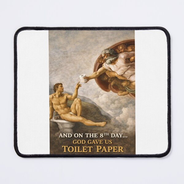 Item preview, Creation of Adam Parody with Toilet Paper and Biblical Bathroom Art designed and sold by Places On Earth.