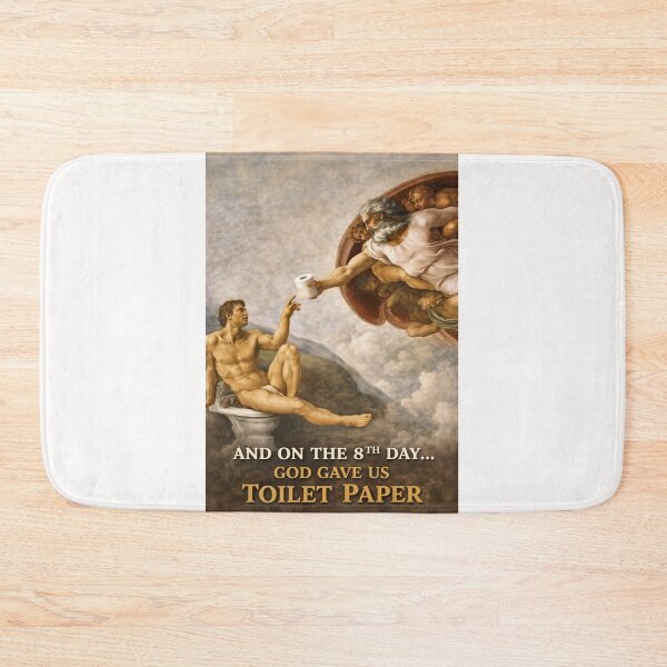 Item preview, Creation of Adam Parody with Toilet Paper and Biblical Bathroom Art designed and sold by Places On Earth.