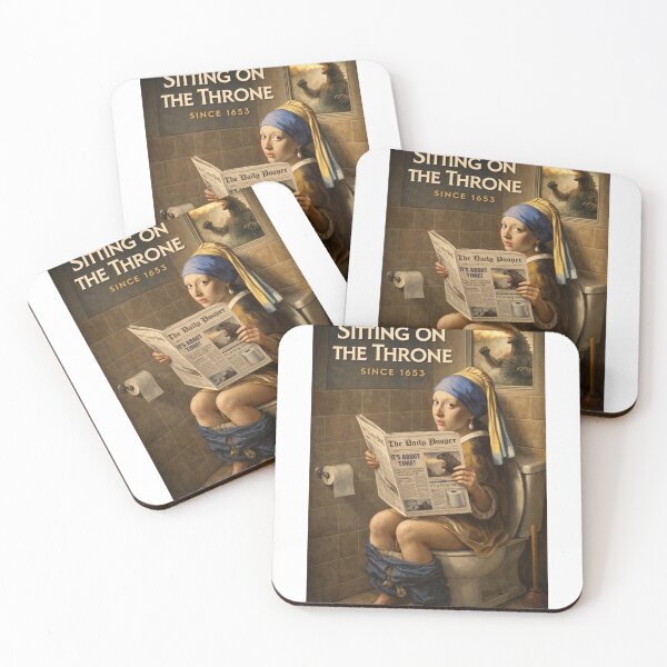 Item preview, Girl with a Pearl Earring Parody with Godzilla and Throne Bathroom Humor designed and sold by Aryabek.