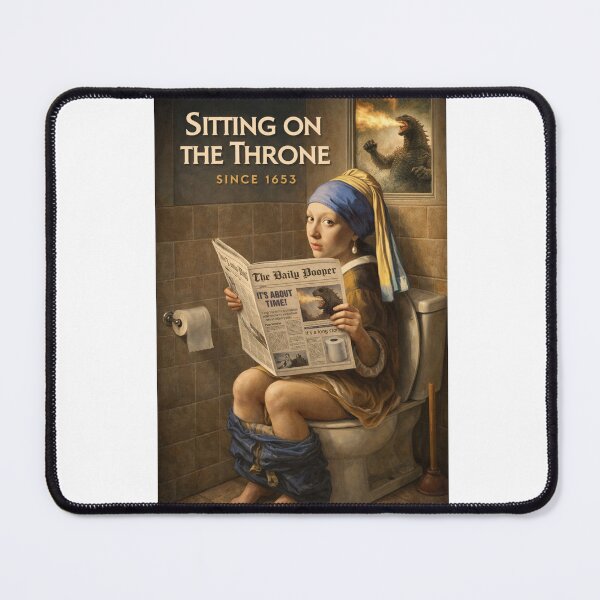 Item preview, Girl with a Pearl Earring Parody with Godzilla and Throne Bathroom Humor designed and sold by Aryabek.