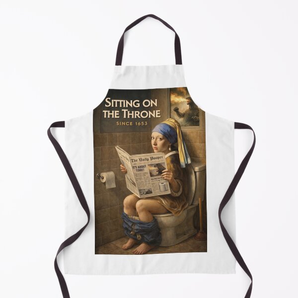 Item preview, Girl with a Pearl Earring Parody with Godzilla and Throne Bathroom Humor designed and sold by Aryabek.