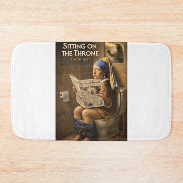 Item preview, Girl with a Pearl Earring Parody with Godzilla and Throne Bathroom Humor designed and sold by Aryabek.