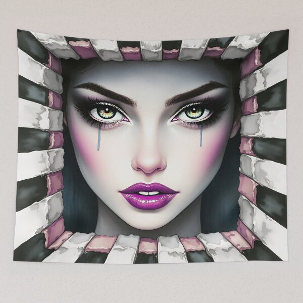 Item preview,  Pretty Girl Crying with Moist Pink Lips Stuck in a Brick Wall designed and sold by Huskyyy Designs.