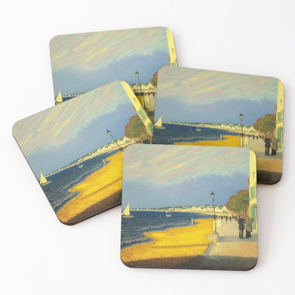 Item preview, Pink Coastal House Impressionist Seaside Painting designed and sold by TheArtOfImpress.