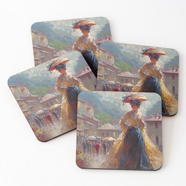 Item preview, Woman Walking in Flower Village Impressionist Painting designed and sold by TheArtOfImpress.