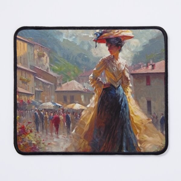 Item preview, Woman Walking in Flower Village Impressionist Painting designed and sold by TheArtOfImpress.