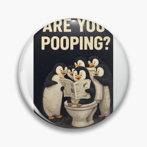 Item preview, Penguin Bathroom Crowd Scene with Are You Pooping Funny designed and sold by Aryabek.