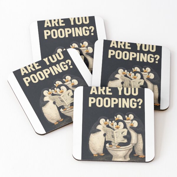 Item preview, Penguin Bathroom Crowd Scene with Are You Pooping Funny designed and sold by Aryabek.