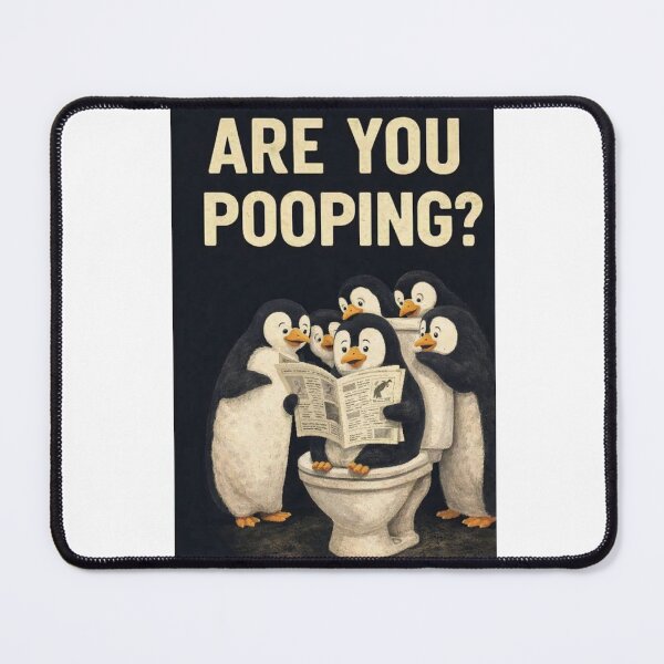 Item preview, Penguin Bathroom Crowd Scene with Are You Pooping Funny designed and sold by Aryabek.