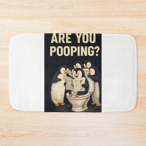 Item preview, Penguin Bathroom Crowd Scene with Are You Pooping Funny designed and sold by Aryabek.