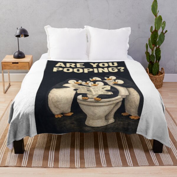 Item preview, Penguin Bathroom Crowd Scene with Are You Pooping Funny designed and sold by Aryabek.