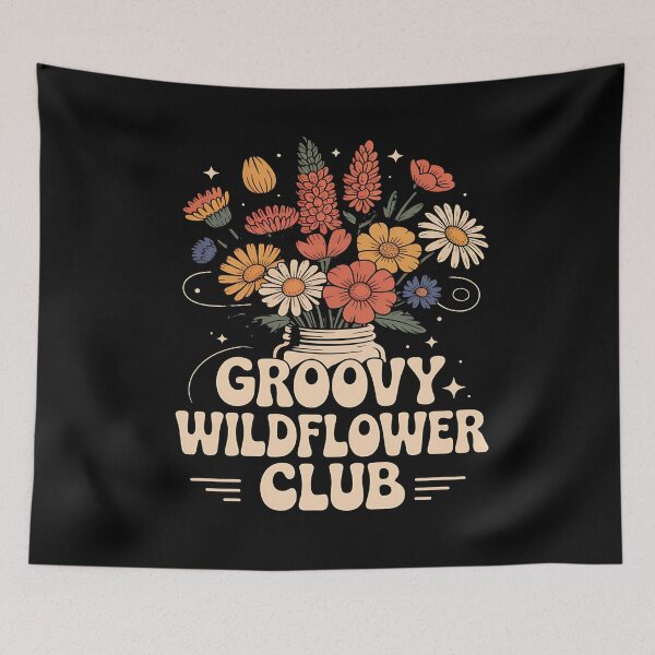 Item preview, retro wildflowers - bee friendly - butterfly garden - cottagecore - folk art floral - desert wildflowers - mountain meadow - coastal wildflowers - midnight meadow - celestial floral designed and sold by JansenGS.