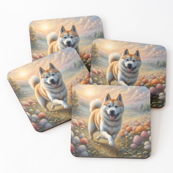 Item preview, Akita Inu in a Flowerfield designed and sold by JJArtCreations.