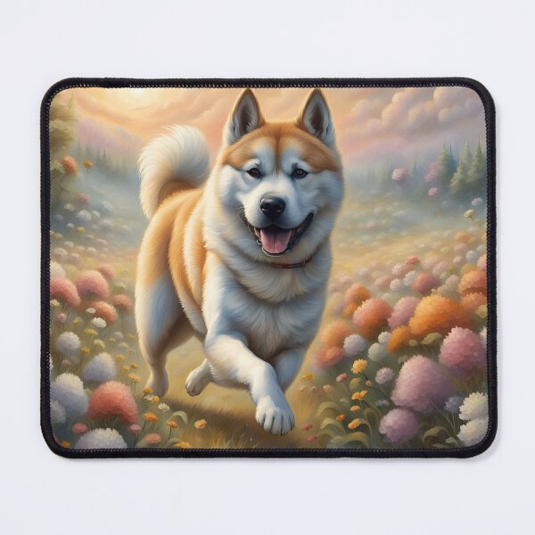 Item preview, Akita Inu in a Flowerfield designed and sold by JJArtCreations.