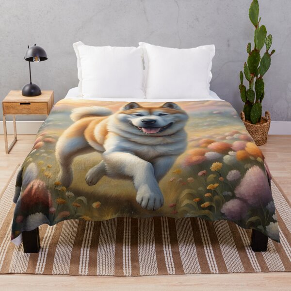 Item preview, Akita Inu in a Flowerfield designed and sold by JJArtCreations.