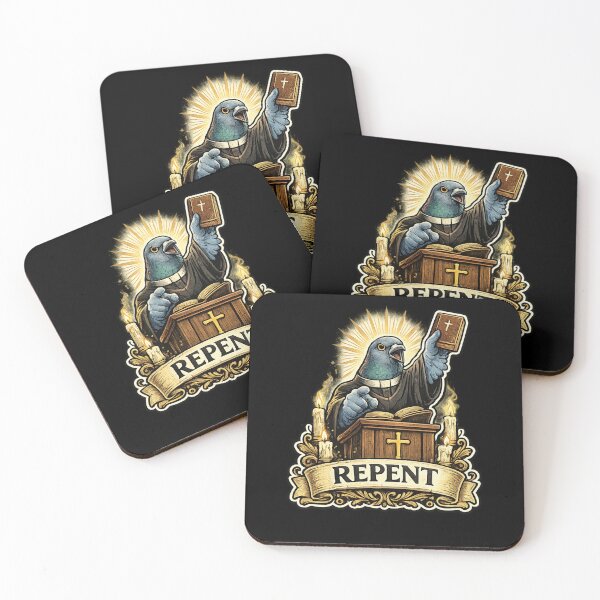 Item preview, Repent Pigeon Preacher – Funny Vintage Religious Meme Illustration designed and sold by EuropeanPrints.
