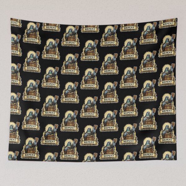 Item preview, Repent Pigeon Preacher – Funny Vintage Religious Meme Illustration designed and sold by EuropeanPrints.