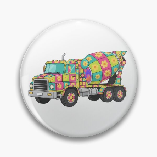 Item preview, Retro 70s Cement Mixer Sticker - Flower Power Construction Truck designed and sold by octozap.