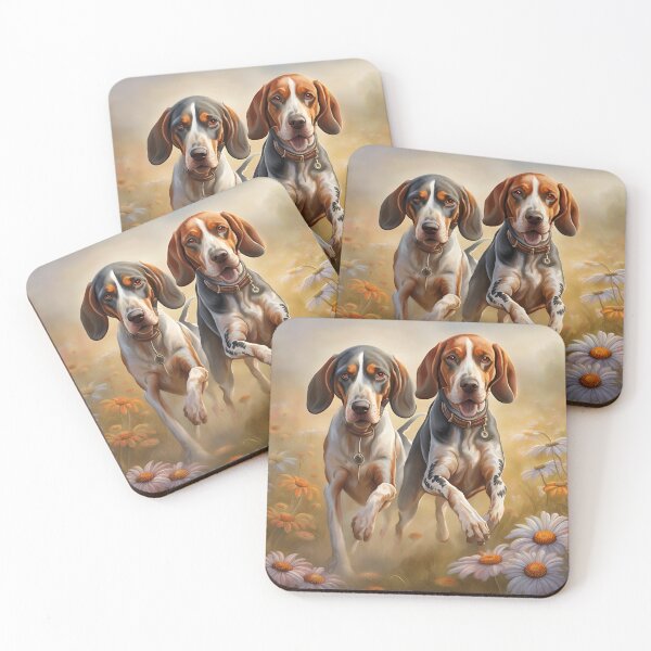 Item preview, American English Coonhound dog in a Flowerfield designed and sold by JJArtCreations.