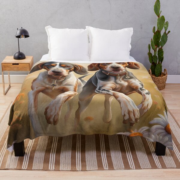 Item preview, American English Coonhound dog in a Flowerfield designed and sold by JJArtCreations.