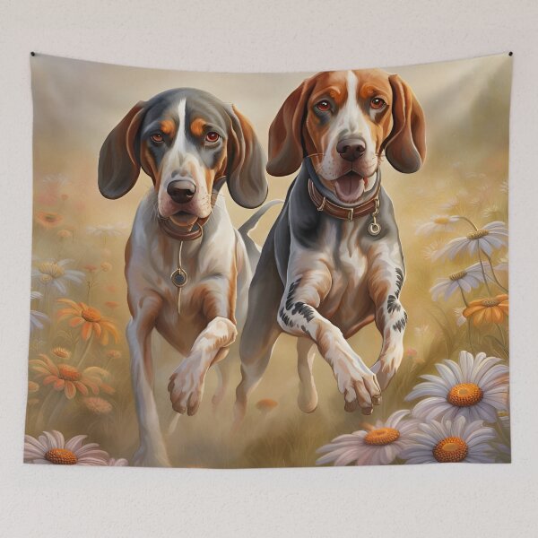 Item preview, American English Coonhound dog in a Flowerfield designed and sold by JJArtCreations.