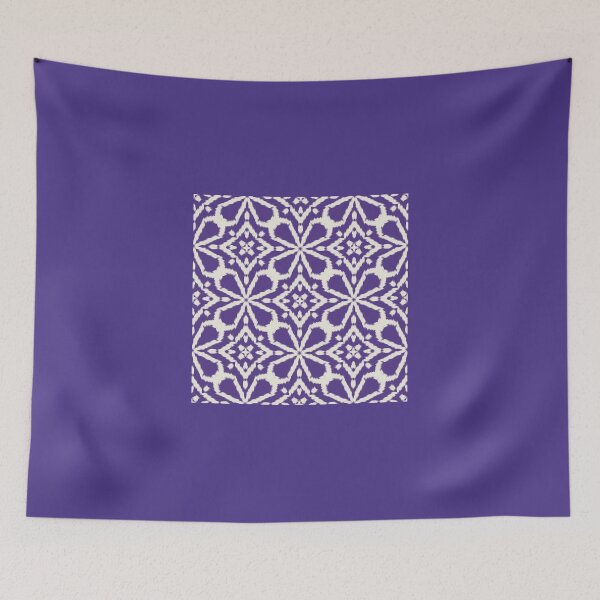 Item preview, Imperial Purple and Cream Ikat Damask Pattern designed and sold by Tinaartth .
