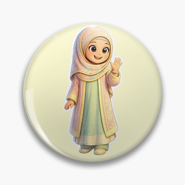 Item preview, Cute Hijab Girl Waving - Pastel Modest Character designed and sold by MonaRose_Art.