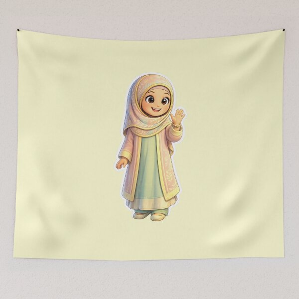 Item preview, Cute Hijab Girl Waving - Pastel Modest Character designed and sold by MonaRose_Art.