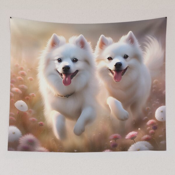 Item preview, American Eskimo Dog in a Flowerfield designed and sold by JJArtCreations.