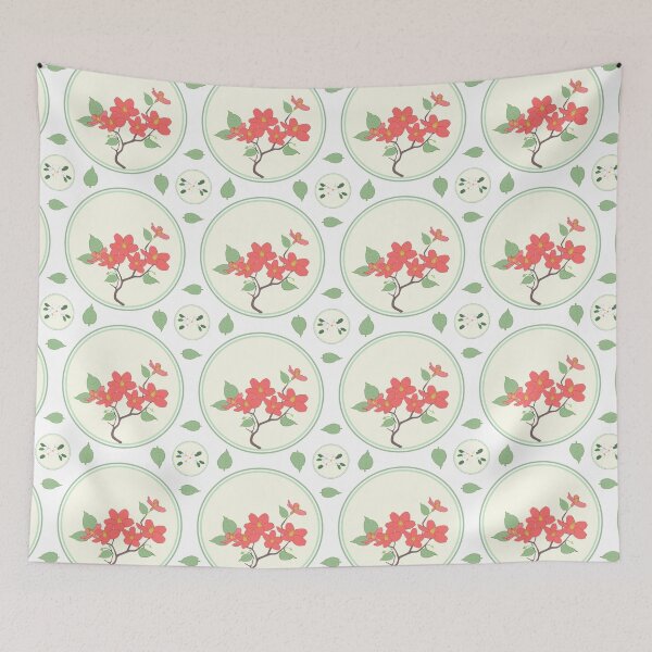 Item preview, Seamless Floral Medallion Pattern with Pink Flowers and Green Leaves on Light Background designed and sold by kasune-shop.