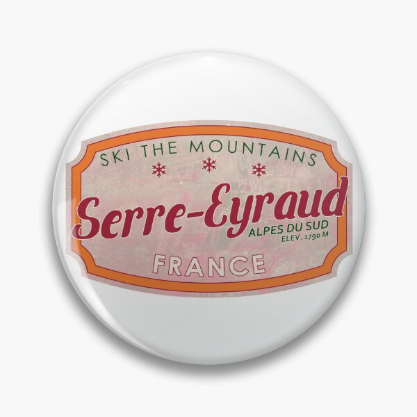 Item preview, Serre-Eyraud, France, Alpes du Sud, Ski, textured skiing badge designed and sold by Wanderful-roads.
