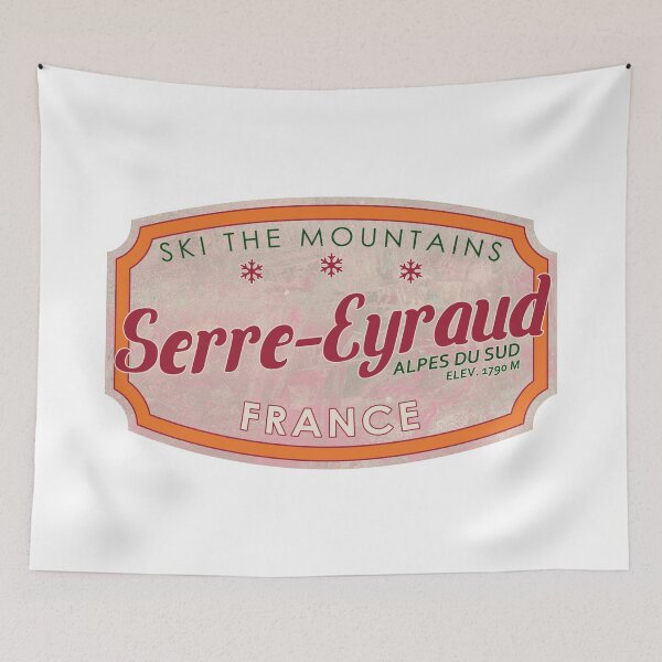 Item preview, Serre-Eyraud, France, Alpes du Sud, Ski, textured skiing badge designed and sold by Wanderful-roads.
