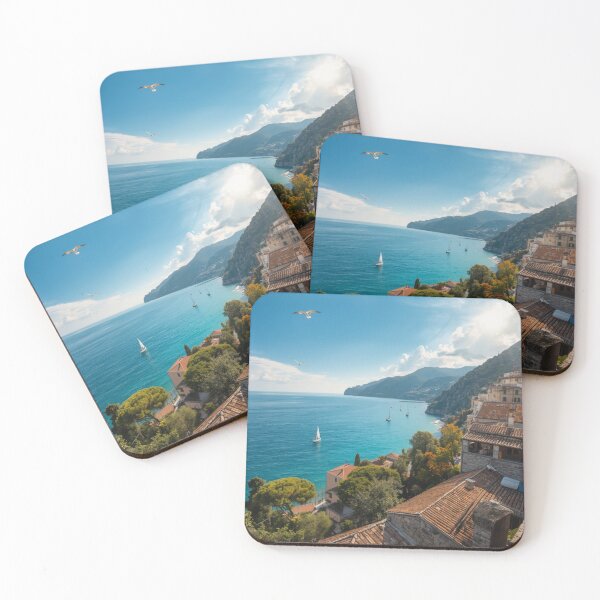 Item preview, Italian Seaside Landscape Wall Art with Ocean View designed and sold by BlareBlare.