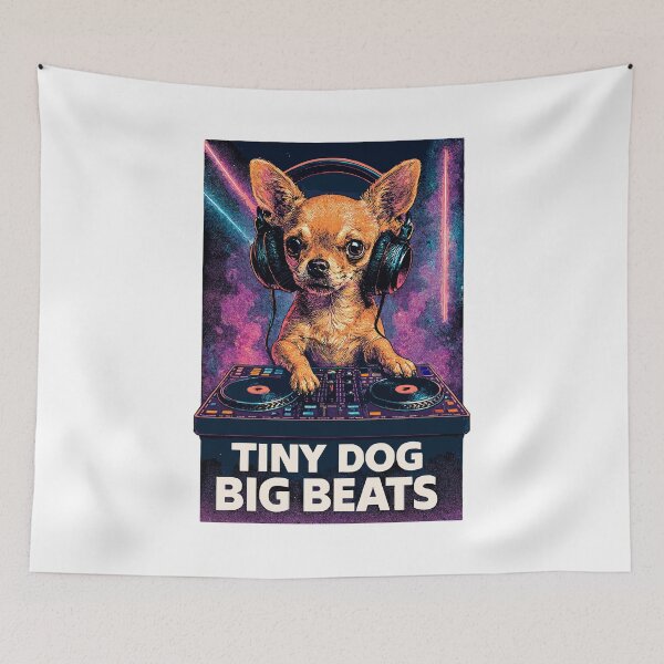 Item preview, Chihuahua DJ: Tiny Dog Big Beats – Retro Neon designed and sold by Pineapple-Tree.