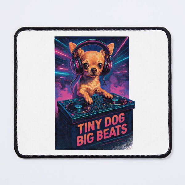 Item preview, Chihuahua DJ: Tiny Dog Big Beats – Retro Neon designed and sold by Pineapple-Tree.