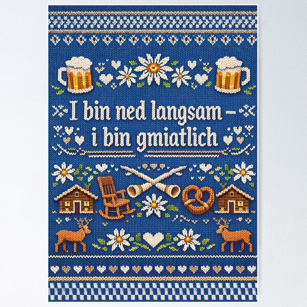 Item preview, I am a cozy Bavarian knitting motif designed and sold by Mauswohn.