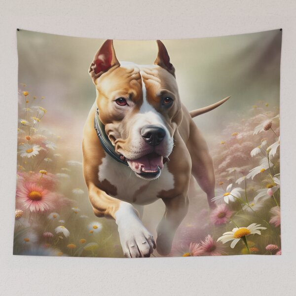 Item preview, American Staffordshire Terrier in a Flowerfield designed and sold by JJArtCreations.