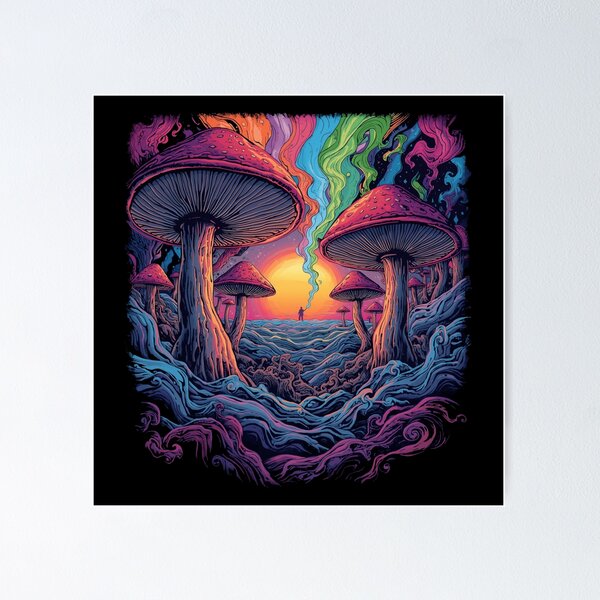 Item preview, Psychedelic Mushroom Dreamscape – Trippy Surreal Vision Art designed and sold by PLUSHIWORLDtm.