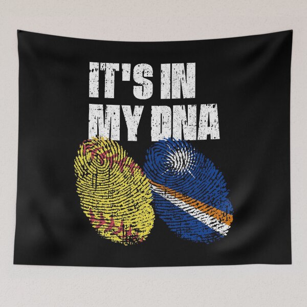 Item preview, IT'S IN MY DNA Softball - Marshall Islands Flag Fingerprint  designed and sold by CosmoKitsch.