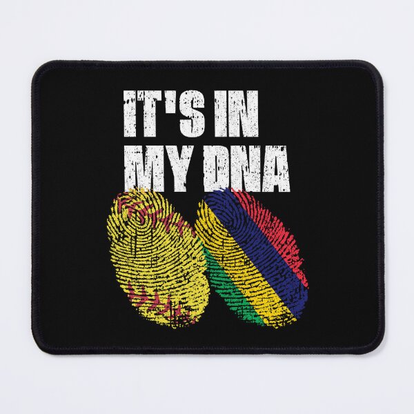 Item preview, IT'S IN MY DNA Softball - Mauritius Flag Fingerprint designed and sold by CosmoKitsch.