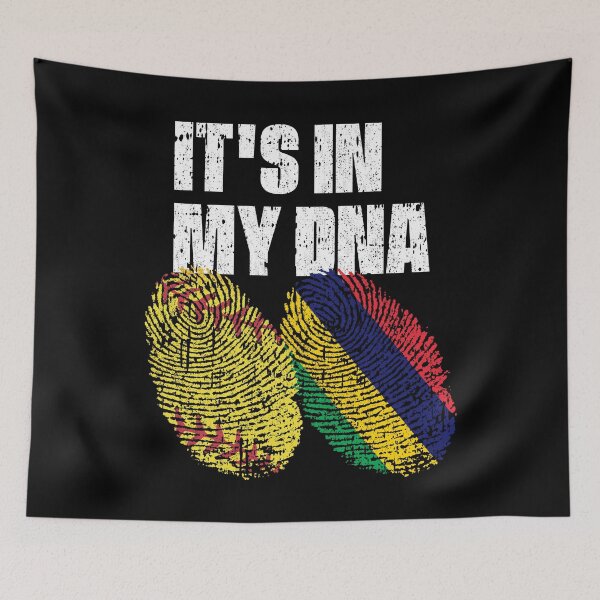 Item preview, IT'S IN MY DNA Softball - Mauritius Flag Fingerprint  designed and sold by CosmoKitsch.