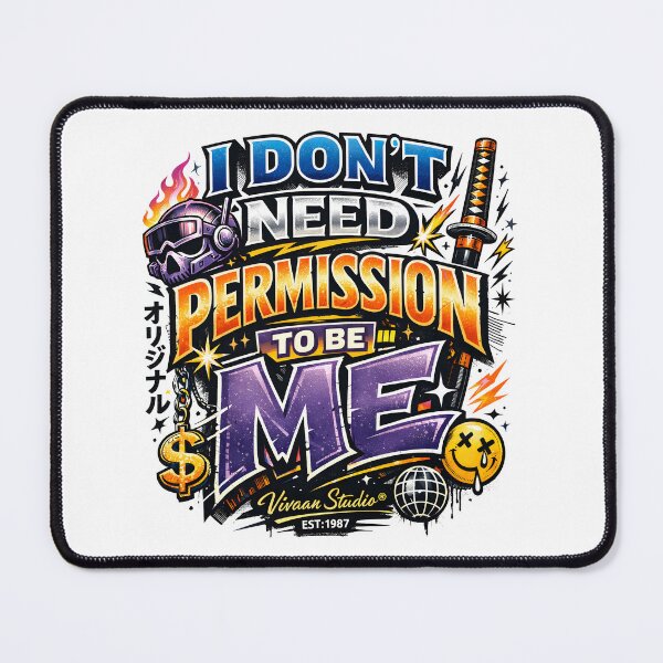 Item preview, I Don't Need Permission to Be Me | Edgy Streetwear Cyberpunk Skull Art & Japanese Urban Typography by Vivaan Studio designed and sold by Vivaan Studio.