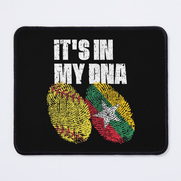 Item preview, IT'S IN MY DNA Softball - Myanmar Flag Fingerprint designed and sold by CosmoKitsch.