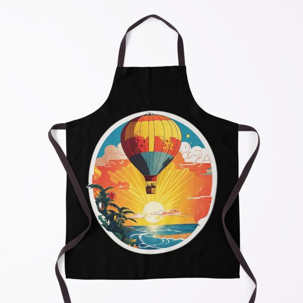 Item preview, Hot Air Balloon Over Calm Ocean at Sunset with Hawaii Orchids designed and sold by NautiChic.